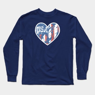 USA Flag Heart Long Sleeve T-Shirt